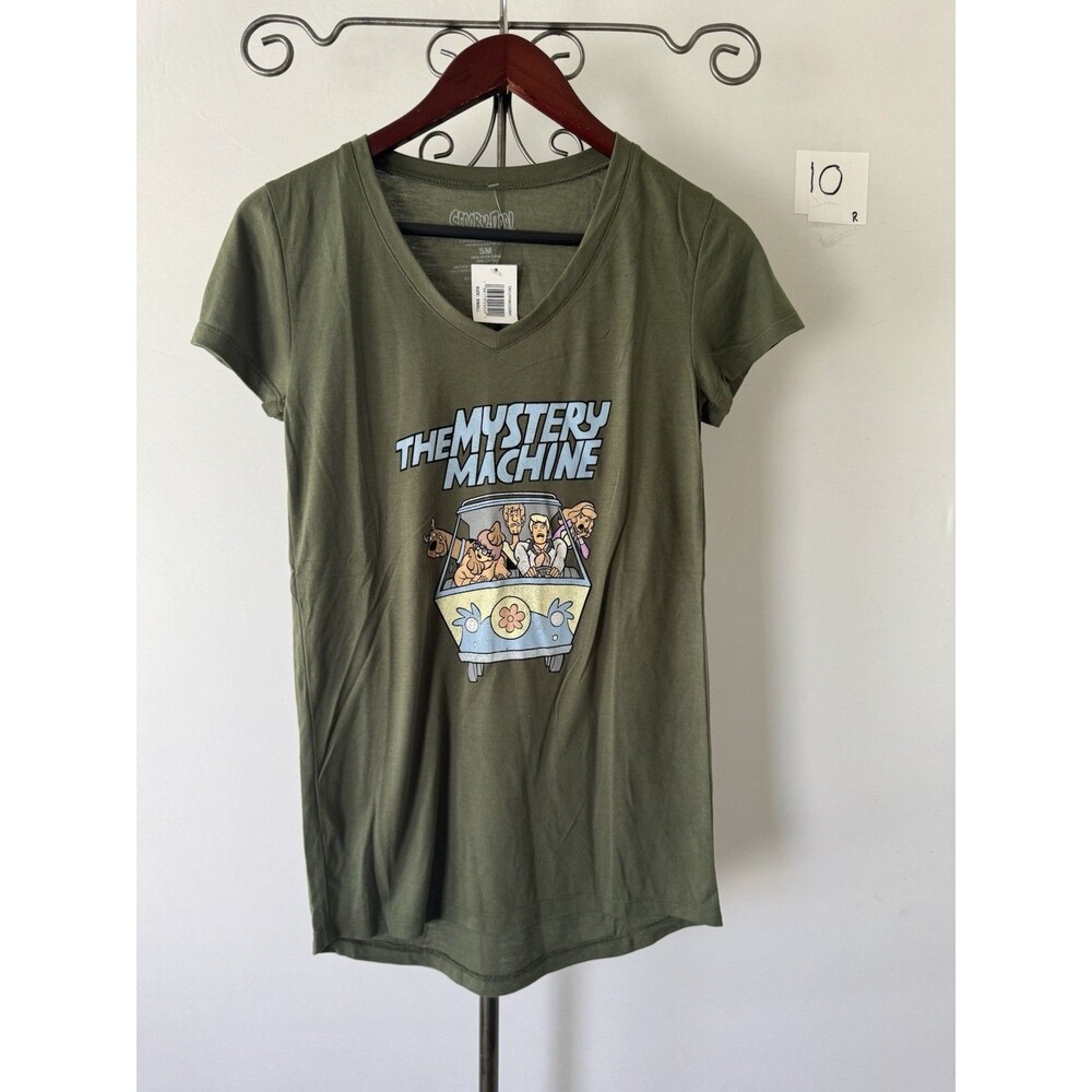 Scooby Doo Mystery Machine Graphic Tee Womens Small Green Cartoon Shirt